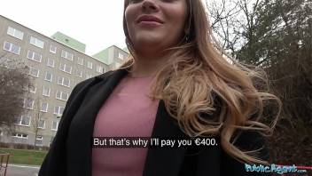 Public Agent Russian shaven pussy fucked for cash